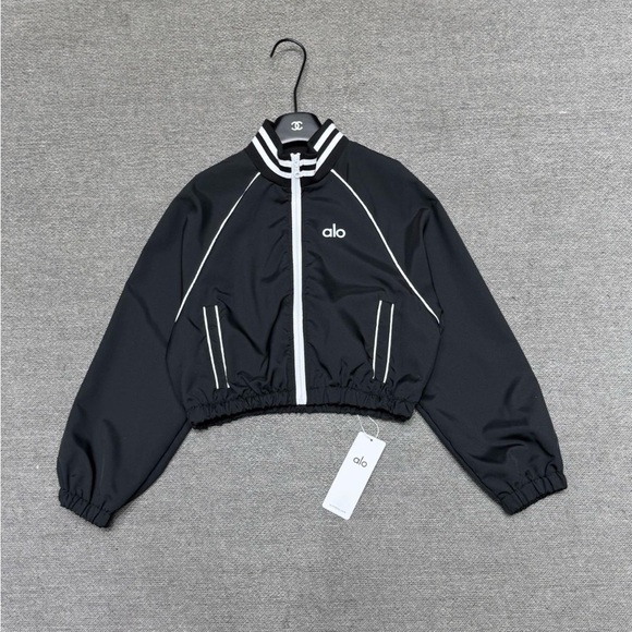 ALO Yoga Jackets & Blazers - ALO Yoga Black Bomber Jacket with White Accents